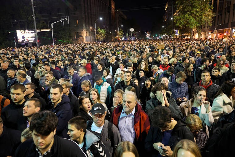 THOUSANDS GATHER AT PRO-GOVERNMENT RALLY IN SERBIA￼